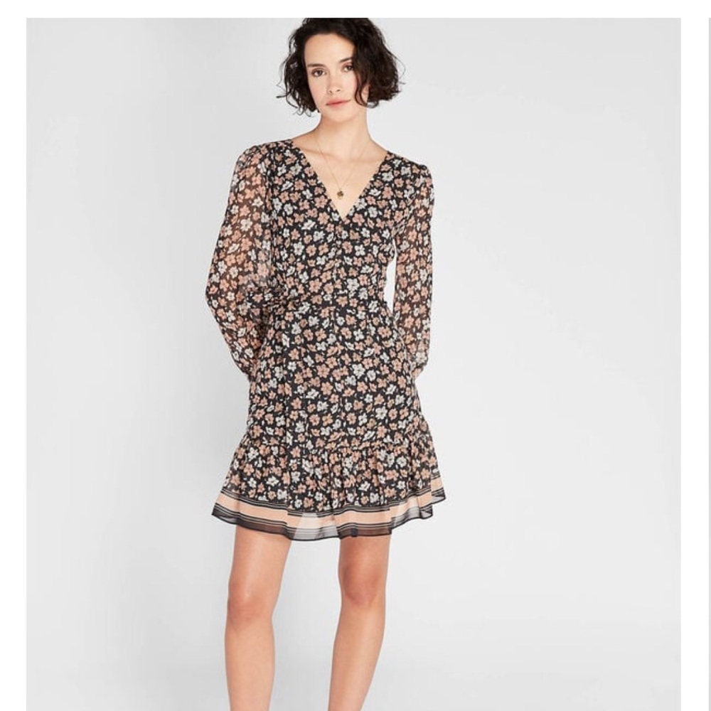 Club Monaco Black and Pink Floral Mini Dress